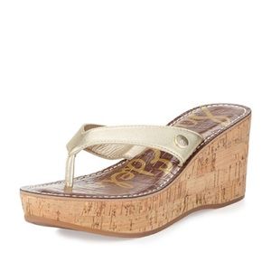 Sam Edelman Romy Metallic Wedge Sandal Gold